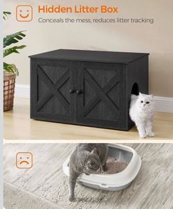 Cat Litter Box Enclosure, Litter Box Furniture Hidden with Removable Divider, Indoor Cat House, End Table, 31.5 x 20.9 x 19.7 Inches, Ink Black UPCL00