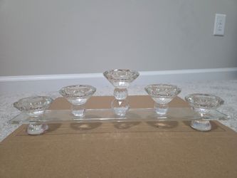 Crystal 5 candle/tea light votive candleholder (New)