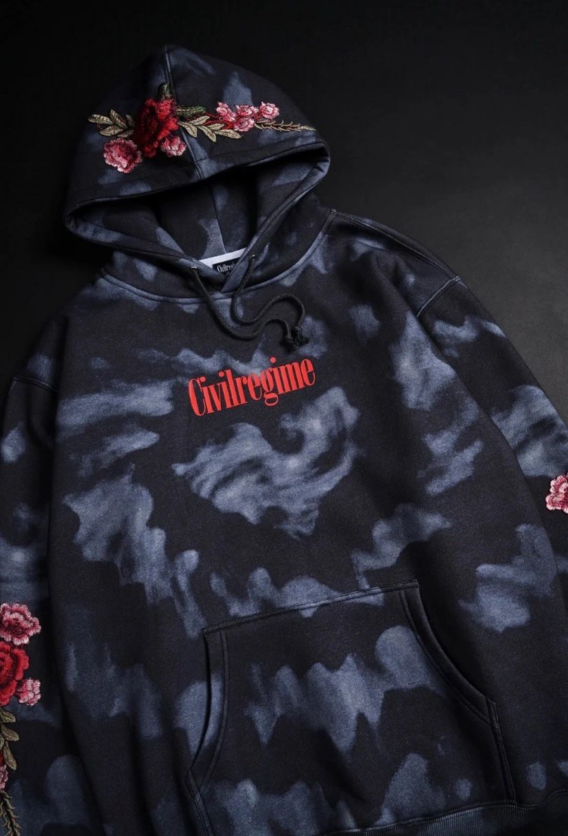 Civil Regime Dark Echo (red) Roses Hoodie MEDIUM