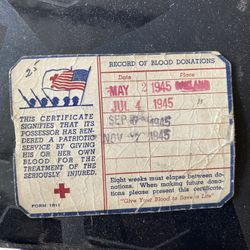 The American National Red Cross 1945 Blood Donor Certificate, WWII home front