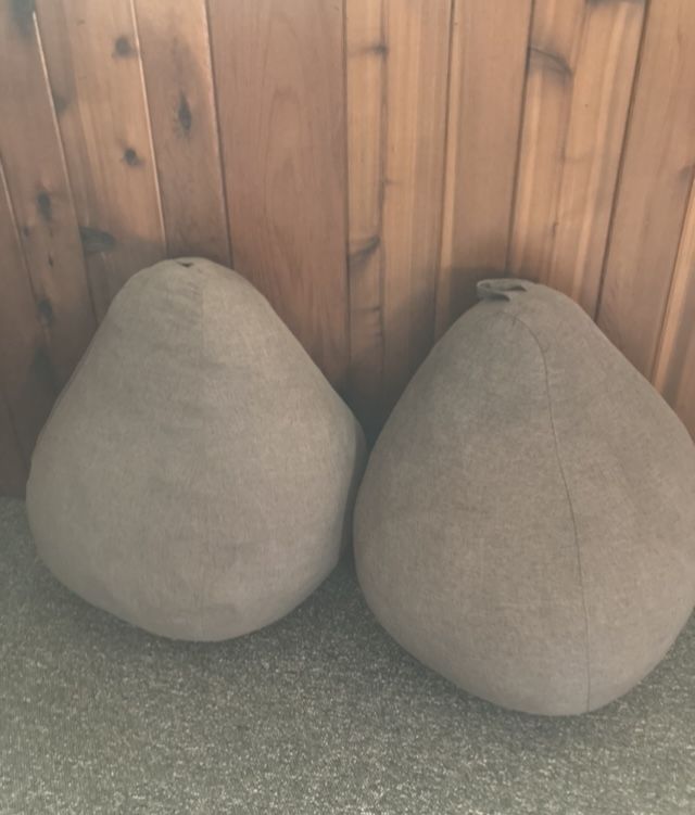 Pair of Gray pear shaped Bean Bag Chairs