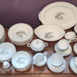 Silver Pine China Set By Narumi Japan 