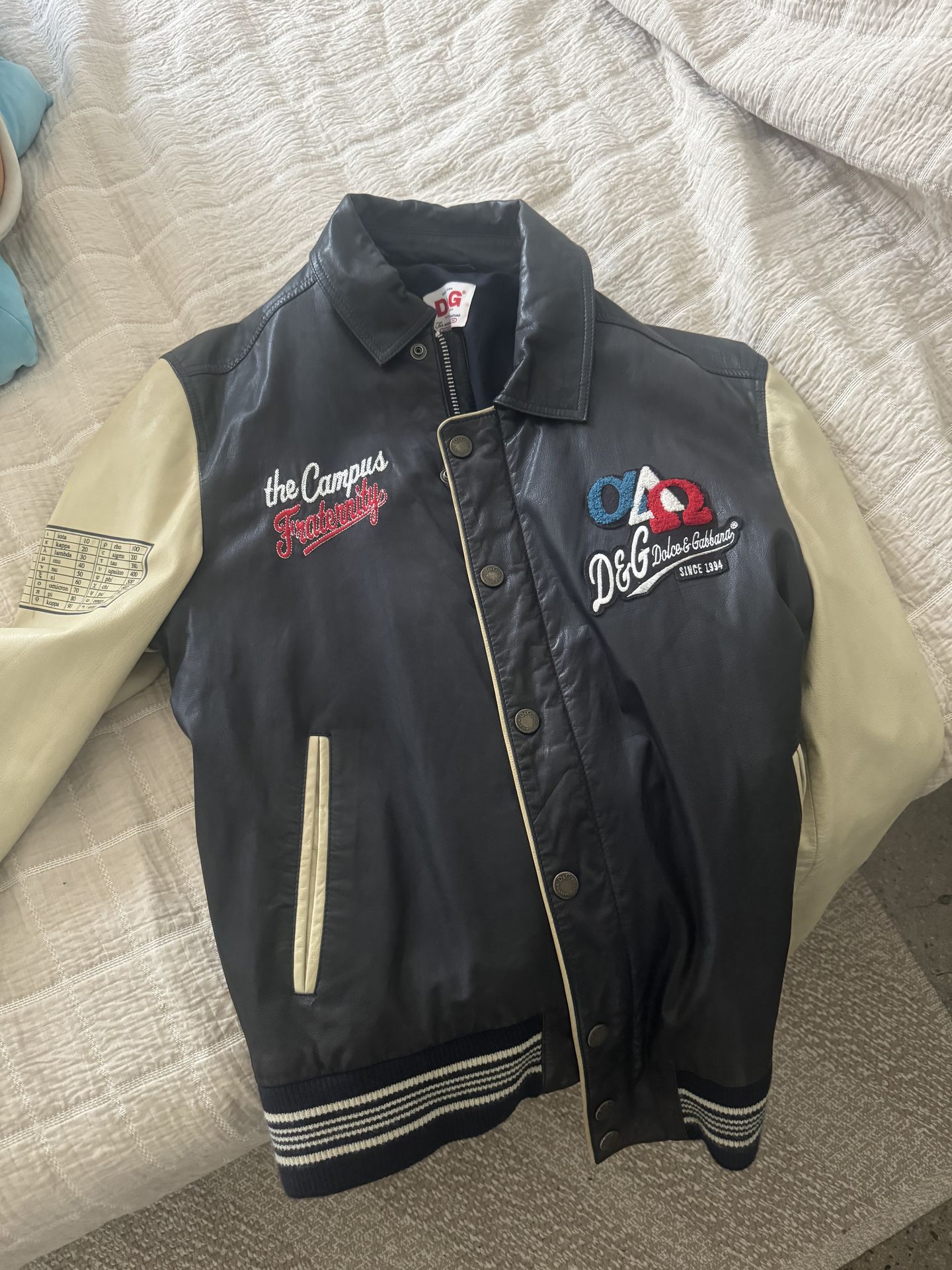 Dolce & Gabbana D&G Leather Varsity Jacket - Campus Fraternity Vintage