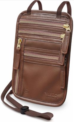 New- HERO Neck Wallet - RFID Blocking Passport Holder, Easy to Conceal Travel Pouch Vegan Leather