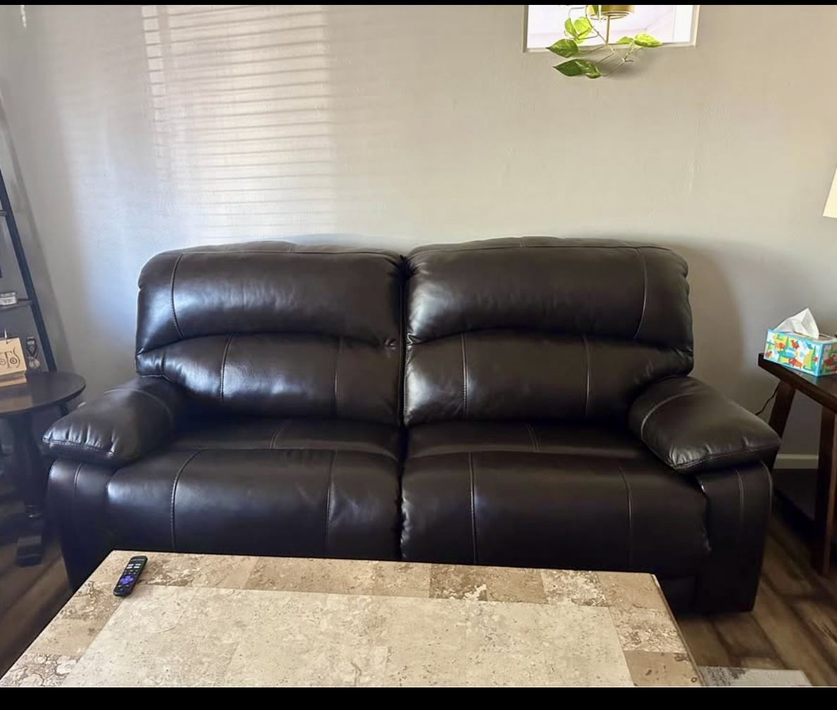 88 Inch Reclining Leather Couch