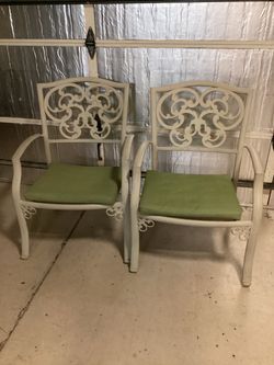 Patio Aluminum Arm Chairs with Cushions – Set of 2