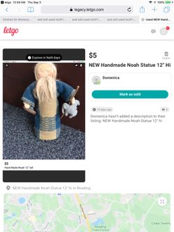 New Handmade Noah statue 12” Tall