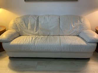 leather sofa  bone color