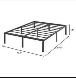 Olee Sleep 18” Black Heavy Duty Steel Slat Anti-Slip Platform Bed Frame, Cal King