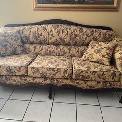 BEAUTIFUL SOFA AND LOVESEAT WITH WOOD TRIM
