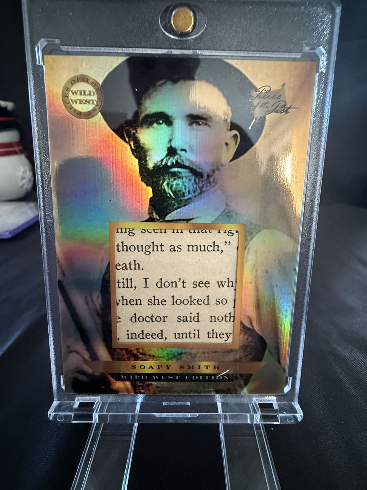 Soapy" Smith relic card from the Pieces of the Past: Wild West Historical Figure: Jefferson Randolph "Soapy" Smith II, a notorious American con artist