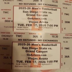 SDSU VS Grand Canyon MENS BASKETBALL TICKETS 2 SEATS NOT BENCH