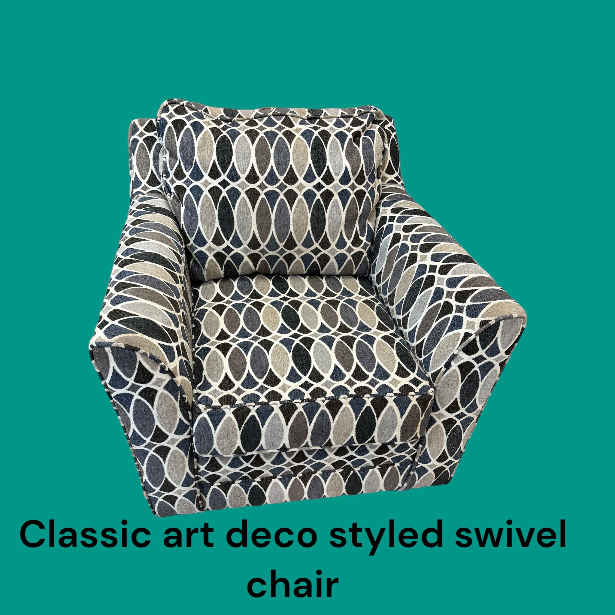 Chairs Living Room Style Swivel Green/Brown Fabric 