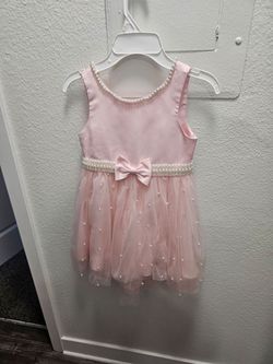Girls Pink Pearl Tulle Formal Dress