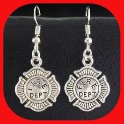 New Unique Beautiful 🔥 Fire Department Symbol Logo Earrings