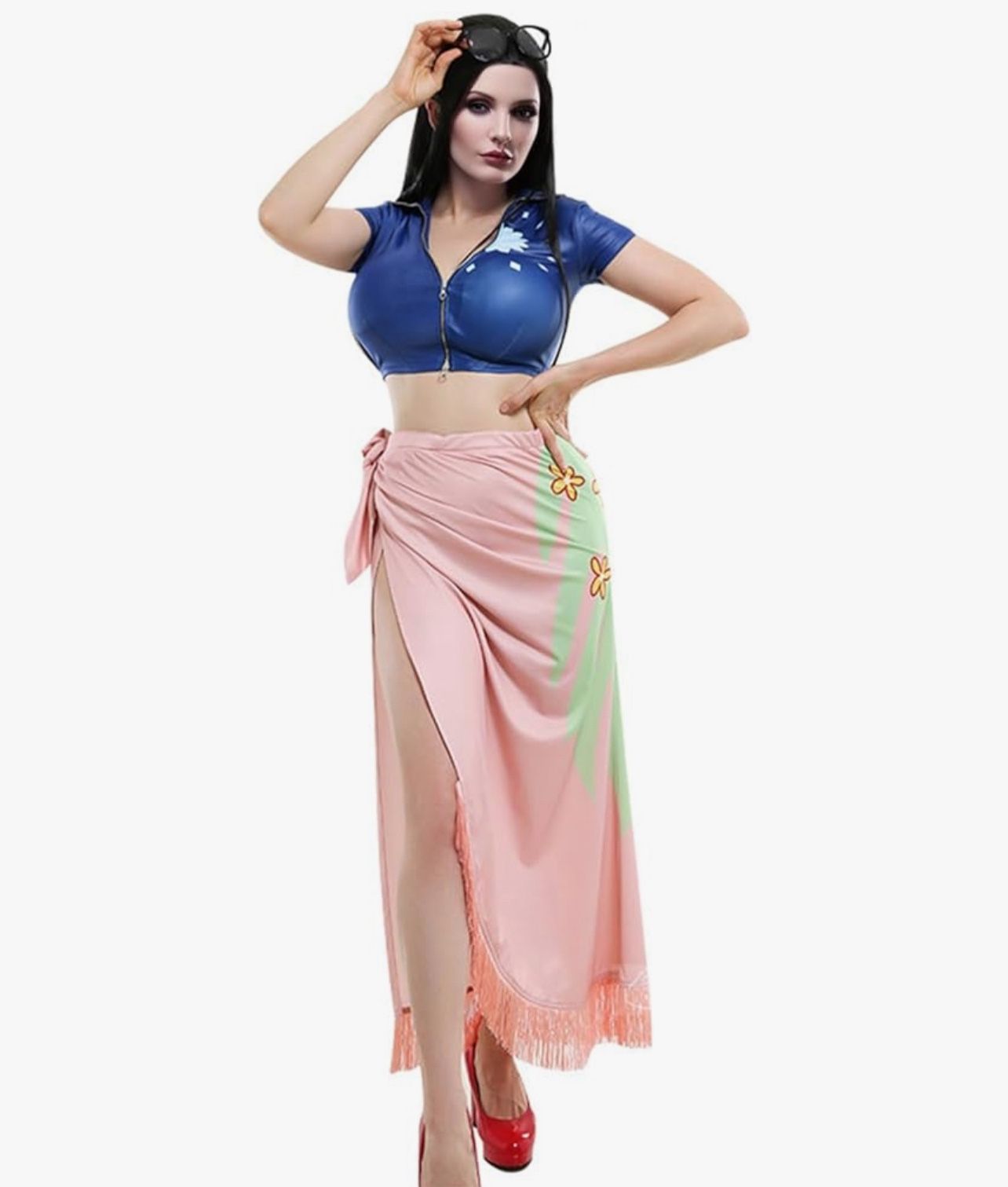 Medium  Women's Anime Cosplay Costume with Top and Wrap Skirt Halloween Cosplay Two-Piece Set