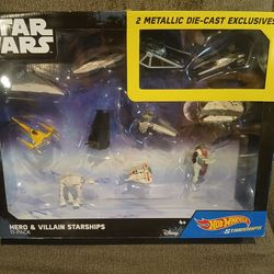 Star Wars Hot Wheels Starships Heroes & Villain Starships - Set of 11 Die-Cast
