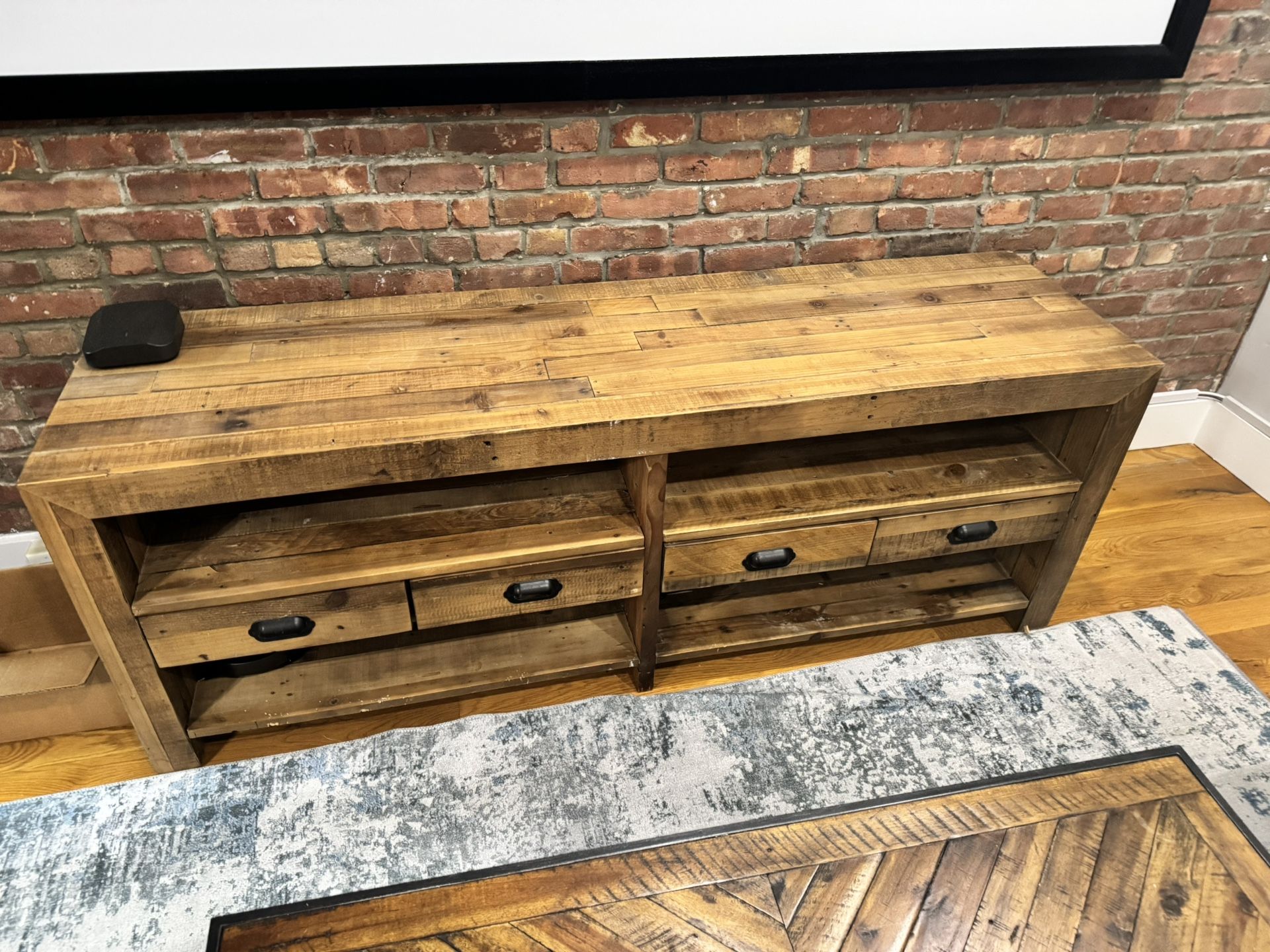 West Elm Reclaimed Wood Media Console – Solid Pier Wood, Rustic Finish