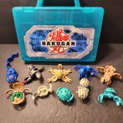 Bakugan B1 B2 Battle Brawlers 10 Figure Lot Blue Case Dragonoid Skyress Gorem 2008-10