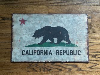 Retro California Republic Bear Metal Sign