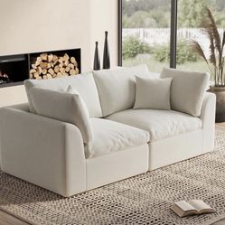 78.9" Loveseat Sofa, Cloud Boneless Couches for Living Room, Modern Modular Sectional Sofa, Oversized, Warm White