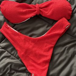 Brand New Red Strapless Bikini Size Large