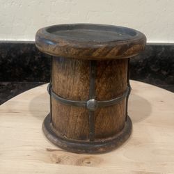 Elegant Expressions Wood & Hammered Metal Candle Holder