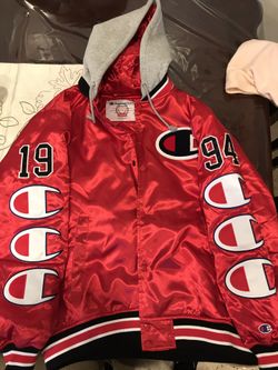 Supreme x deals champion jacket red