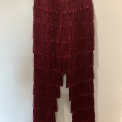 Burgundy fringe Pants