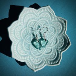 Japanese Sea Glass Sterling Silver Earrings  