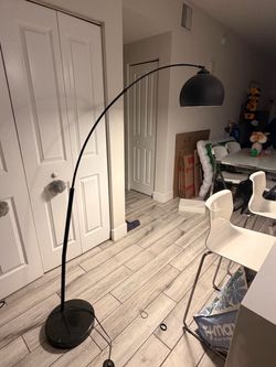 Black Arc Floor Lamp with Dome Shade