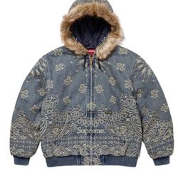 Supreme Bandana Jacquard Denim Hooded Work Jacket Size Large Confirmed Order