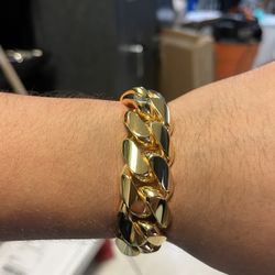 HUGE 16MM MIAMI CUBAN LINK 7.5 GOLD OVER SILVER