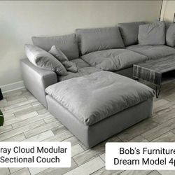 Gray Cloud Modular Sectional Couch Sofa 