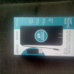 My Charge Amp Prong Max Portable Charger With Built-in Cable And Plug  20,000 mAh