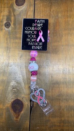 Breast Cancer Awareness Beaded Badge Reel