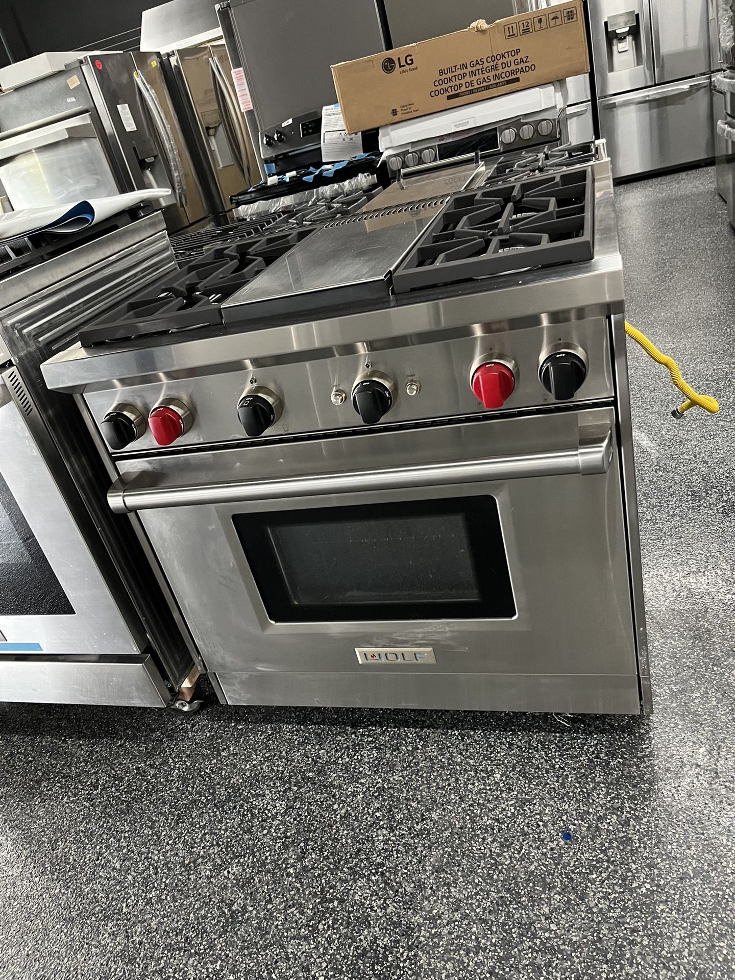 Stainless Steel Wolf Gas Range 36” Wide With Griddle