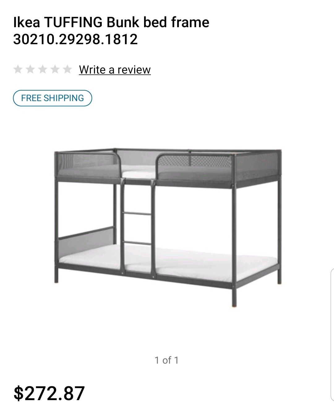 Ikea grey bunk bed with 2 mattresses