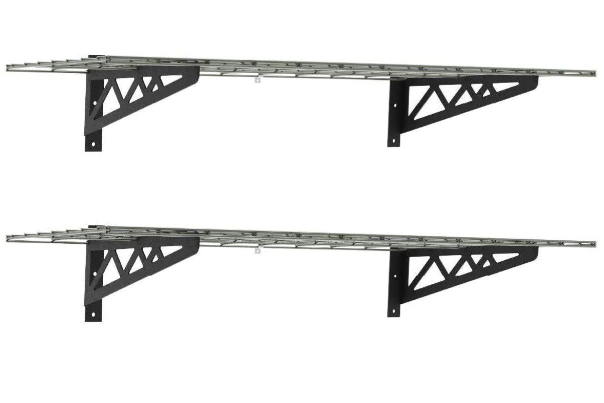 SafeRacks 2 Pack 18 x48 Garage Wall Mounted Steel Shelving, Wire Metal Storage Racks shelves