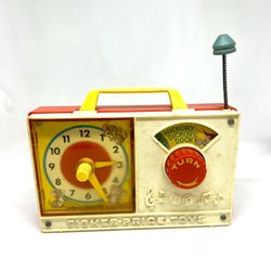 Hickory Dickory Dock💥VINTAGE💥107 Fisher Price 1964 Music Box Clock Radio Wind Up