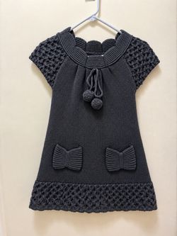 Girls Dark Gray Knit Sweater Dress