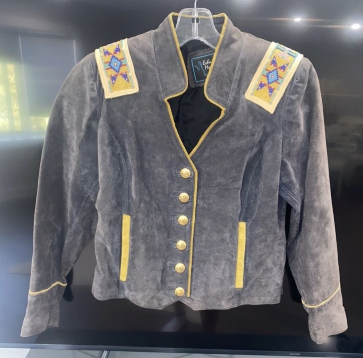 Vintage Arturo Echo Mountain Beaded Suede Western Jacket – Size S (Rare)