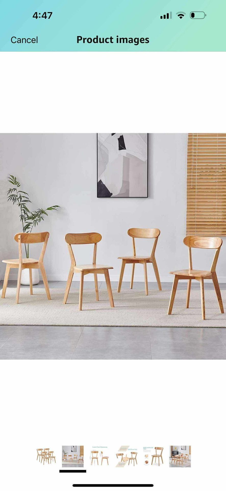 Pick Up: Dining Chairs Set of 4 Home Kitchen Modern Kitchen Chairs 100% Natural Solid Wood