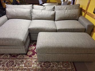 Gray Sectional Sofa with Ottoman