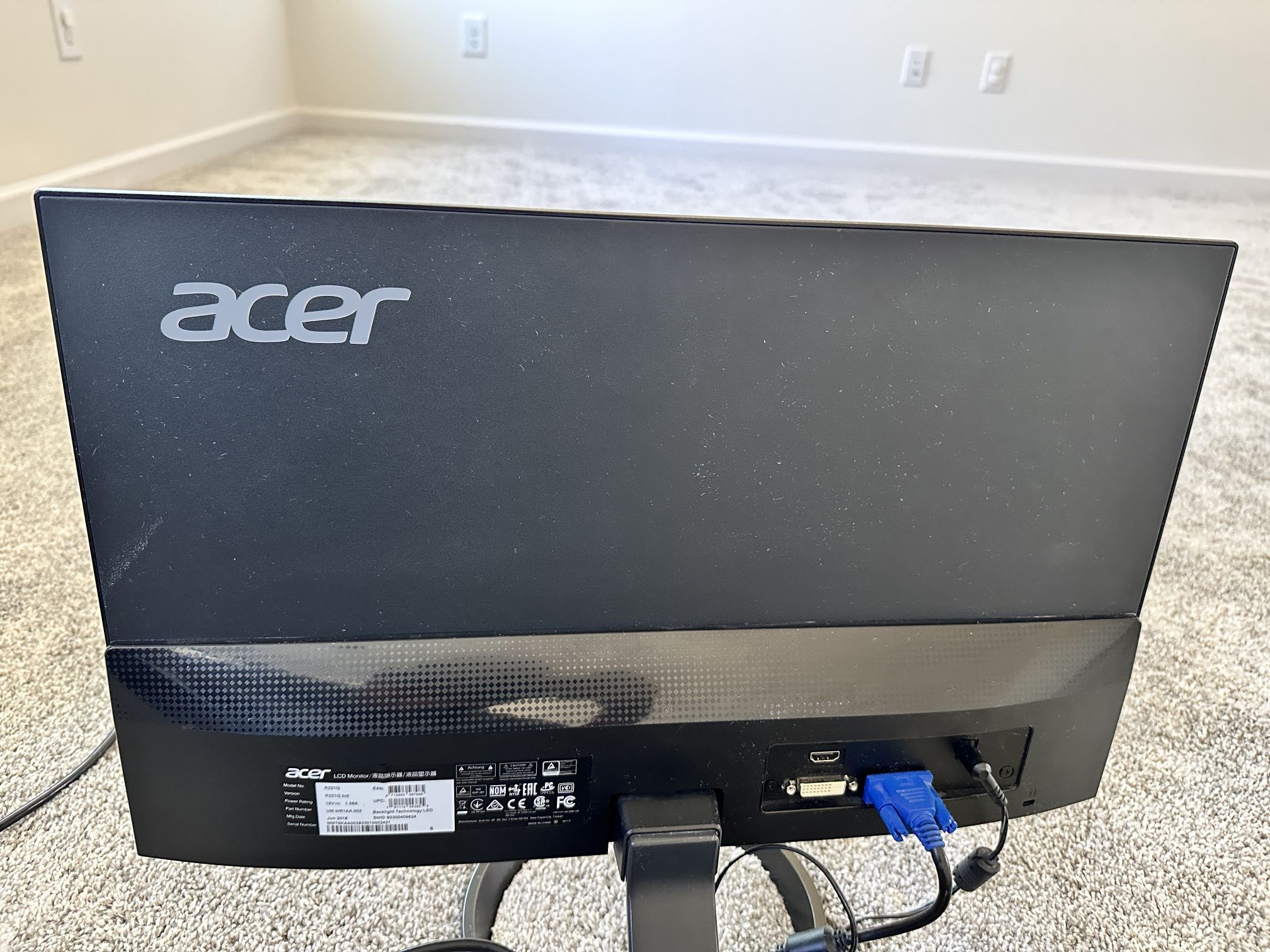 Acer 23.8” Full HD 1920 x 1080 IPS Zero Frame Home Office Computer Monitor - 178° Wide View Angle - 16.7M - NTSC 72% Color Gamut - Low Blue Light - Ti