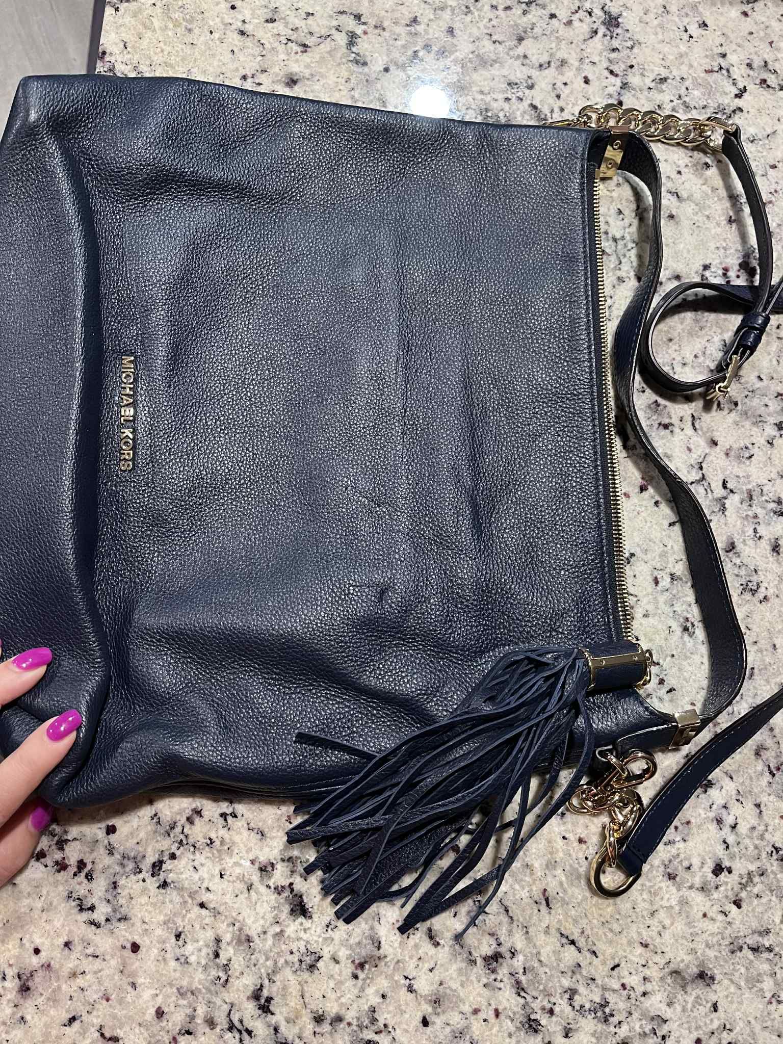 Navy blue Rare Michael Kors, tassel crossover bag