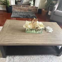 2 Tone Coffe Table With Storage Shelf 