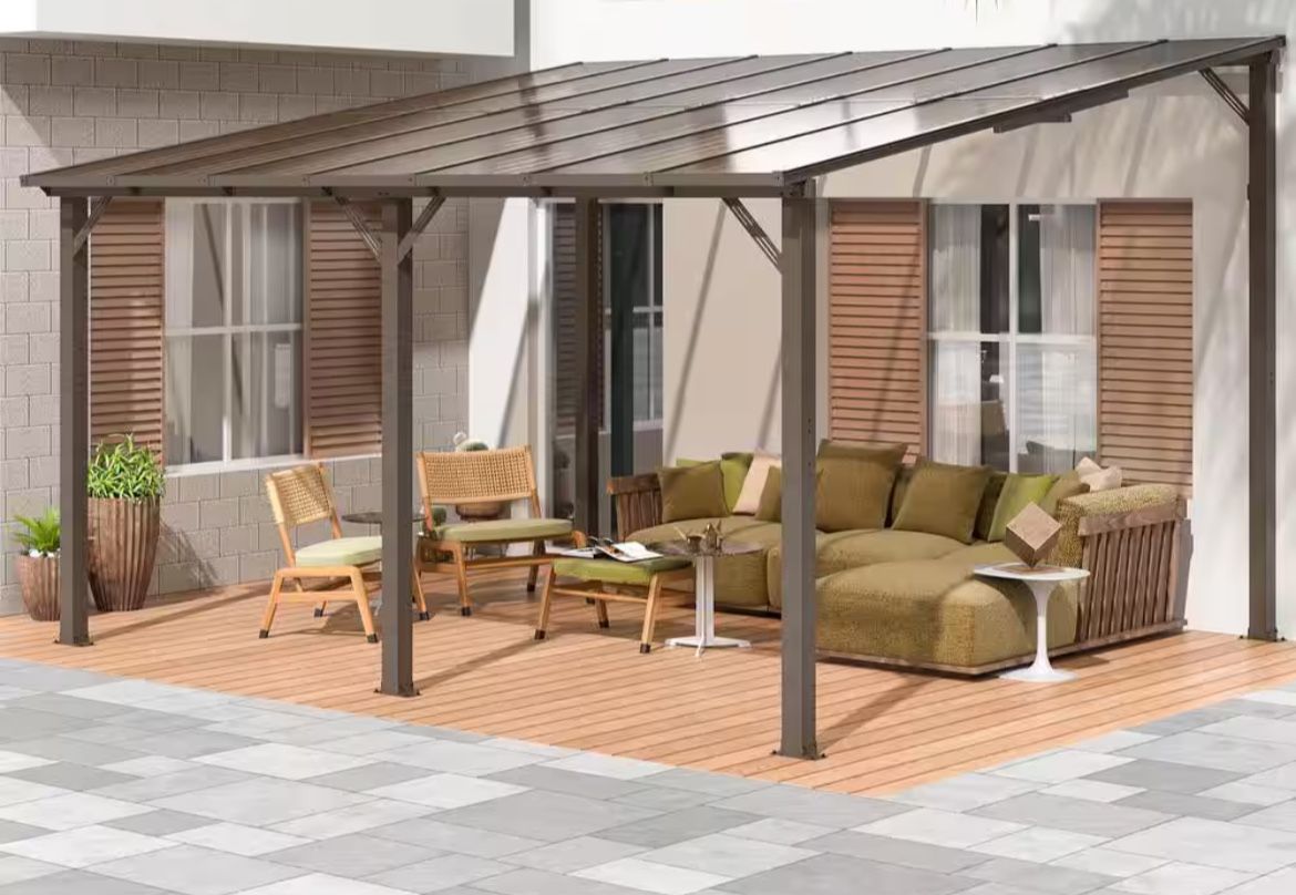 10 ft. x 14 ft. Hardtop Sloping Pitched Roof Gazebo, Outdoor Gazebos with Aluminum Frame