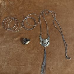 3 Piece Earrings, Necklace, And Ring Set