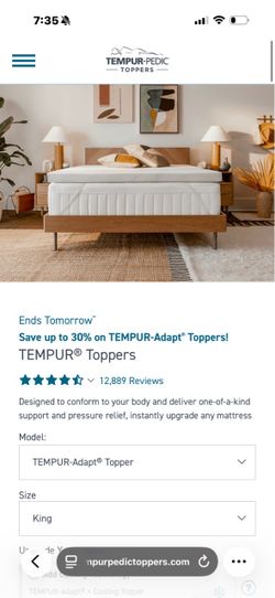 Tempur-Pedic King-Size Mattress Topper-Great Condition